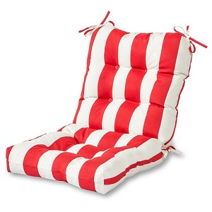Cabana Stripe Red Outdoor Seat/Back Chair Cushion - Kensington Garden, Cabana Red
