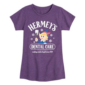 Girls' - Rudolph - Hermeys Dental Care Fitted Short Sleeve Graphic T-Shirt - 1 of 4