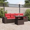 vidaXL Patio Sofa Set with Cushions Table and Couches 5 Piece Poly Rattan - Brown without storage - 2 of 4