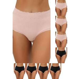 INSPIRE CHIC Women's High Waist Tummy Control Comfortable Lace Trim Ribbed Briefs 9 Packs - 1 of 4