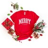 Simply Sage Market Merry Vibes Varsity Thick Outline Short Sleeve Tee - L - Red - 3 of 4