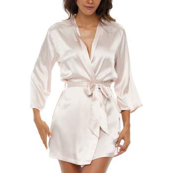 Women's Short Satin Wrap Robe, Silk like Loungewear