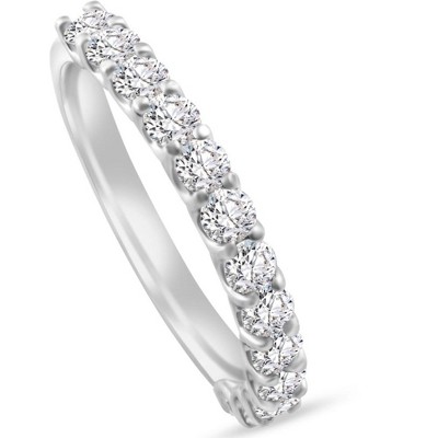 Pompeii3 1Ct TW Round Cut Diamond U Prong Wedding Ring Stackable Band 14k Gold Lab Created