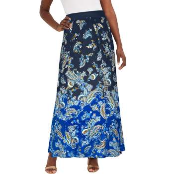 Jessica London Women's Plus Size Wrinkle Resistant Pull-On Elastic Knit Maxi Skirt
