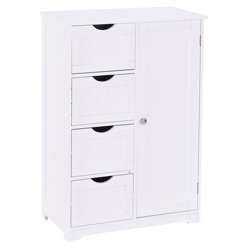Tangkula 4 Drawer  2 Shelves Storage Cabinet Free Standing Wooden Cupboard White, 1 of 10