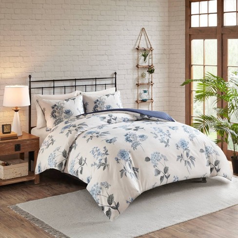 Benita Full Queen 3pc Printed Seersucker Duvet Cover Set Blue Target