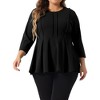 Agnes Orinda Women's Plus Size Pleated Crew Neck 3/4 Sleeve Peplum Dressy Casual Blouses - 2 of 4
