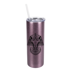 Elanze Designs Pharaoh Ancient Regal Icon 20 Ounce Double-Walled Stainless Steel Insulated Slim Travel Tumbler with Lid and Straw, Rose Gold - 1 of 4