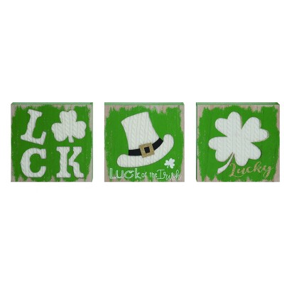 Transpac MDF Fabric Accent Decor Set of 3 St Patrick Home Decorations