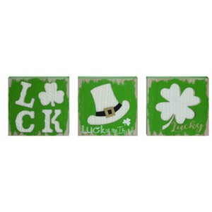 Transpac MDF Fabric Accent Decor Set of 3 St Patrick Home Decorations - 1 of 1