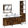 vidaXL 4-Piece Smoked Oak Bathroom Furniture Set - Engineered Wood Storage Cabinets & Mirror - 2 of 4