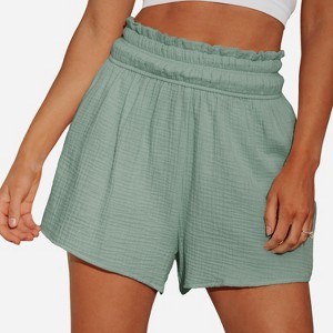 Women's Smocked Paperbag Waist Shorts - Cupshe - 1 of 4