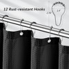 Aoibox Black Heavy Duty Waffle Woven Shower Curtain, Weighted Fabric for Hotel Spa Luxury Polyester Bath Curtain with 12 Hooks - 4 of 4