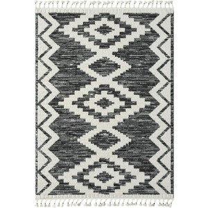 Luxe Weavers South Western Diamond Fringe Black 8x10 Area Rug - 1 of 4