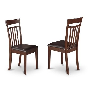 East West Furniture, Capri slat back Chair for dining room with Leather Upholstered Seat , Set of 2 - 1 of 3