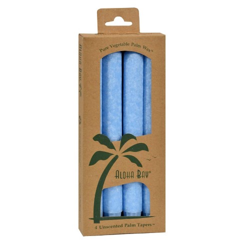 Aloha Bay Light Blue Unscented Palm Taper Candles - 4 ct - image 1 of 3