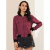 INSPIRE CHIC Women's Stand Collar Zip Up Flap Pocket Bomber Jacket - 4 of 4