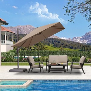 PURPLE LEA Cantilever Patio Umbrella with Base Included Square Umbrella with 360° Rotation and Aluminum Offset Hanging Outdoor Umbrella - 1 of 1