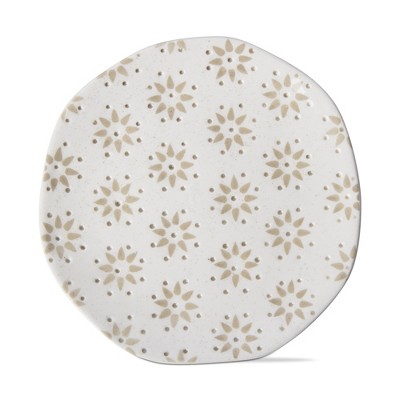 tagltd Oasis Ivory and Khaki Printed Stoneware Appetizer Plate, 6.5 inch