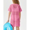 Girls Beach Cover Ups Short Sleeve Boho Crochet Beach Dress Lightweight Sweater Cover Ups for Girls Bathing Suits - 2 of 4