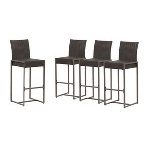 GDFStudio Conrad Outdoor Wicker 30 Inch Barstools (Set of 4) - 1 of 4