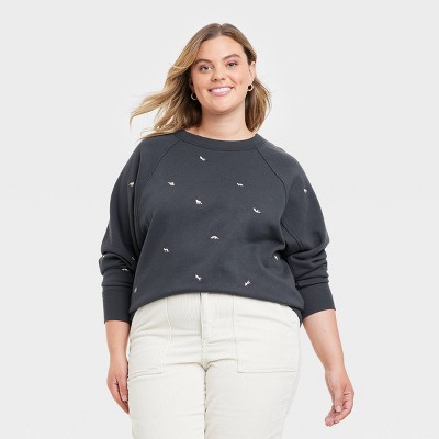 NoName sweatshirt Navy Blue/Multicolored L WOMEN FASHION Jumpers & Sweatshirts Sweatshirt Print discount 57% 