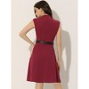 INSPIRE CHIC Women's V Neck Wear to Work Sleeveless Flare Knee Length Dresses - 3 of 4