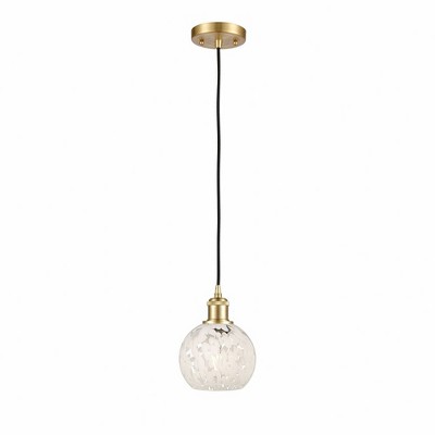 White Mouchette - 1 Light Cord Hung Mini Pendant In Modern Style-8 Inches Tall and 6 Inches Wide