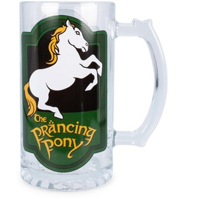 Silver Buffalo The Lord of the Rings Prancing Pony Glass Stein Mug | Holds 16 Ounces