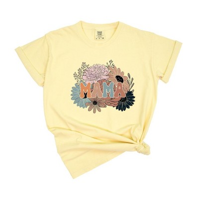 Simply Sage Market Women's Mama Colorful Flower Bouquet Short Sleeve Garment Dyed Tee