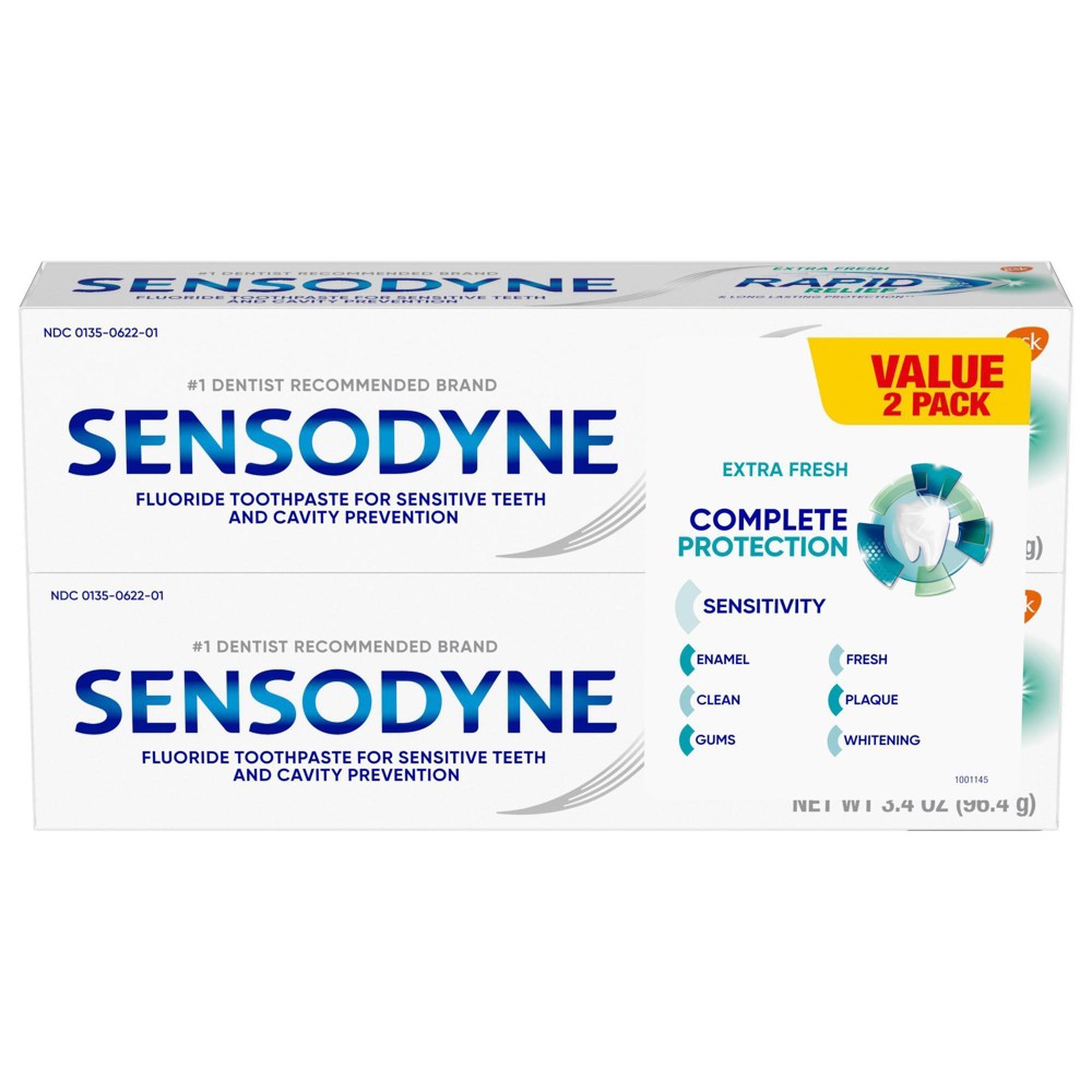 Sensodyne Complete Protection Sensitive Toothpaste, Extra Fresh, 3.4 Oz, 2 Pack