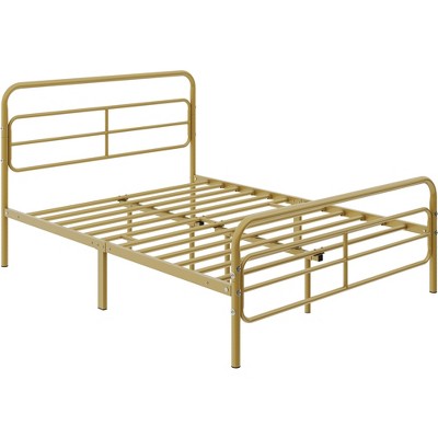 Yaheetech Modern Metal Platform Bed With Geometric Patterned Headboard ...