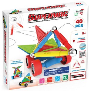 Tinamiri Supermag - Wheels 40 - Magnetic Building Set, Educational construction fun, 40 piece set, Magnet Toys, 0660 - 1 of 4