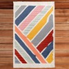 DEERLUX Handwoven Multicolored Abstract Stripes Wool Flatweave Kilim Rug, 2' x 3' - 2 of 4