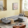 NicBex Modern Velvet Reversible Sofa Bed,L-Shaped Couch with Movable Ottoman and Nailhead Trim for Living Room,Apartment,Office,Gray - 4 of 4