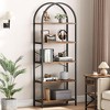 Bookshelf 5 Tier Bookcase Arched Display Racks Tall Standing Bookshelves Metal Frame Open Storage Rack Shelf Large Black Book Shelf for Bedroom - 2 of 4