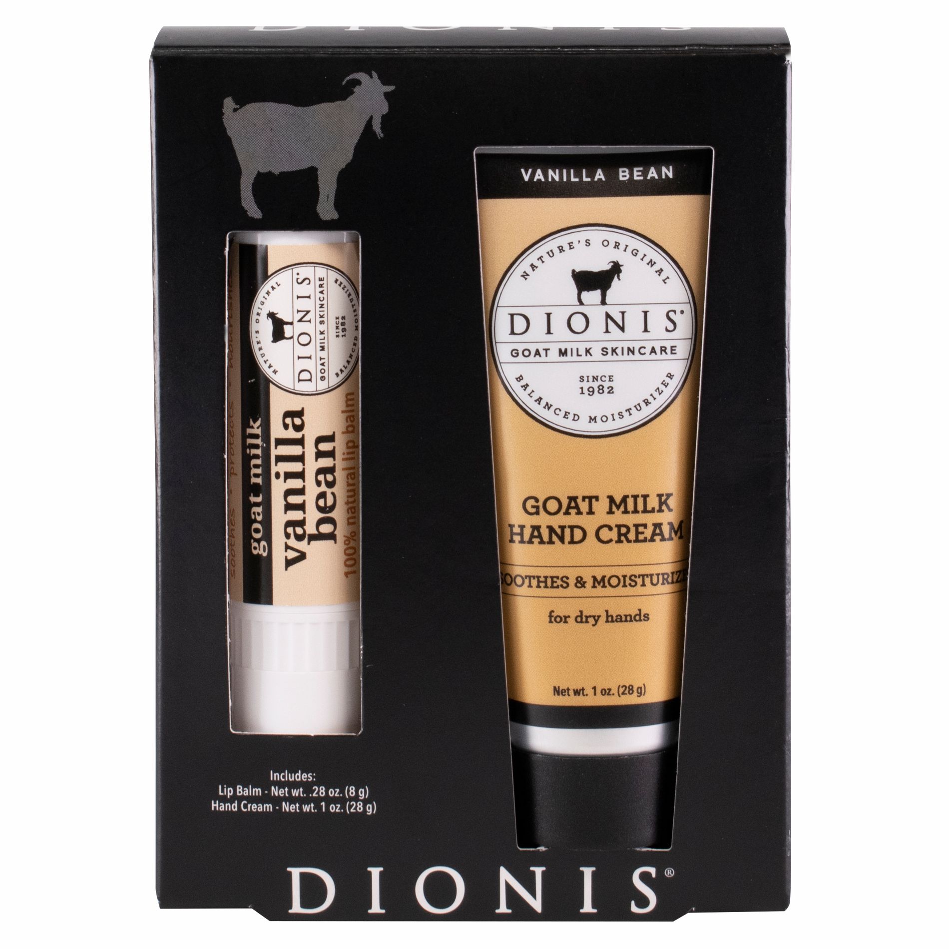 Dionis Goat Milk Lip & Hand Set Vanilla Bean, 2pc