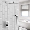 2-Handle 2-Spray 12 in. Square High Pressure Shower Faucet in Polished Chrome (Valve Included) - 2 of 4