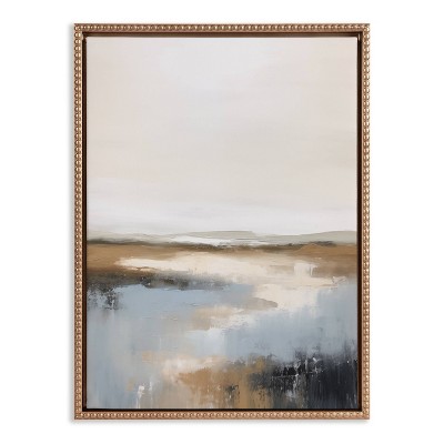 Gold Beaded Frame Abstract Landscape Canvas Wall Art 18x24