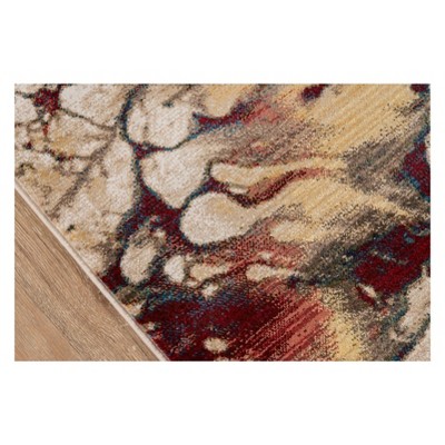 Handmade Blue Abstract Stain-Resistant Synthetic Rug, 2' x 3'