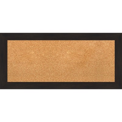 Espresso Narrow Framed Natural Cork Bulletin Board 36" x 19"