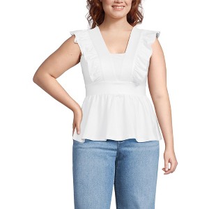 Lands' End Women's Lightweight Jersey Ruffle Peplum Top - 1 of 3