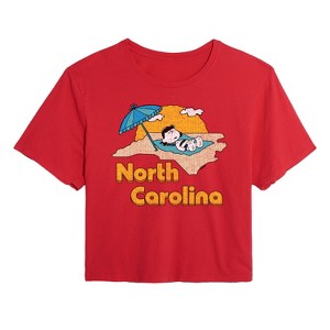 Women's - Peanuts - North Carolina Lucy Cropped Graphic T-Shirt - 1 of 4