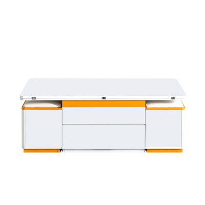 LIVAREEmlen Coffee Table with 4 Storage Stools, Modern Space Saving Center Table with Foldable Top, Multi-Functional Adjustable Table for Living Room