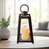 LumaBase Metal Lantern with Battery-Operated Candle - Black Tapered - 2 of 4
