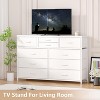 Fabric Dresser for Bedroom with 10 Drawers, Modern Storage Unit for Bedroom & Cloakroom, Wooden Top TV Stand Dressers for 55” TV for Living Room - 3 of 4