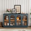 4-Door Arched Glass Buffet Cabinet with Adjustable Shelves, MDF & Pine Wood Sideboard for Kitchen, Dining Room - 2 of 4