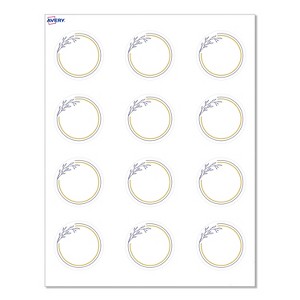 Avery® Cards, 2" Diameter, Gold & Navy Border w/ Florals, 120ct - 1 of 4