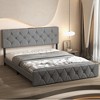 WhizMax Bed Frame with Type-C & USB Ports, Wooden Slats Support, Linen Fabric Wrap, No Box Spring Needed, Easy Assembly - 3 of 4