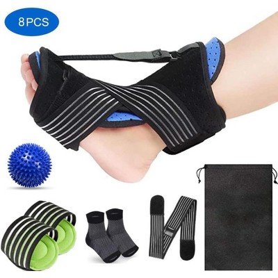 Ankle Brace Support for Men Women Adjustable Plantar Fasciitis Night Splint Relief Set (Massage Ball Color Random)